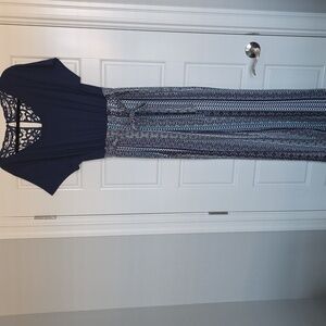 Navy and Patterned Jump Suit Size 1X